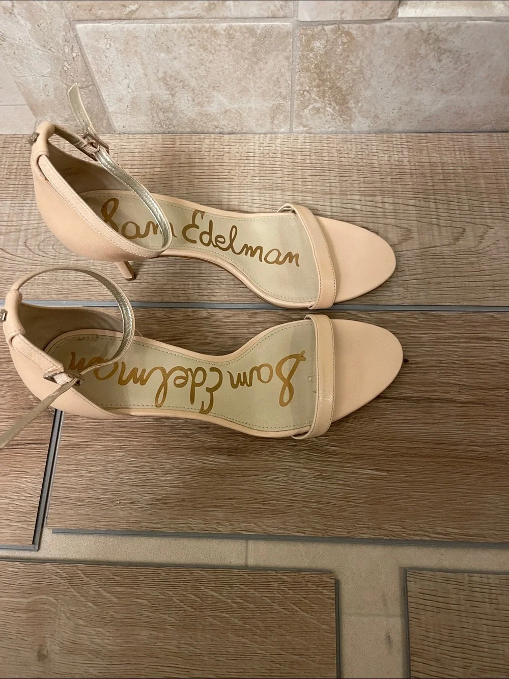 Sam Edelman Beige/Nude Ankle-Strap Heeled Sandals